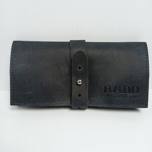 Rado‎ Switzerland Black Leather Watch Roll Travel Organizer Pouch Case